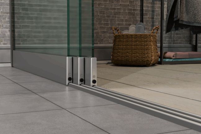 3-Schienen Glasschiebewand bis 3000 mm (3× 1030 mm Glas)